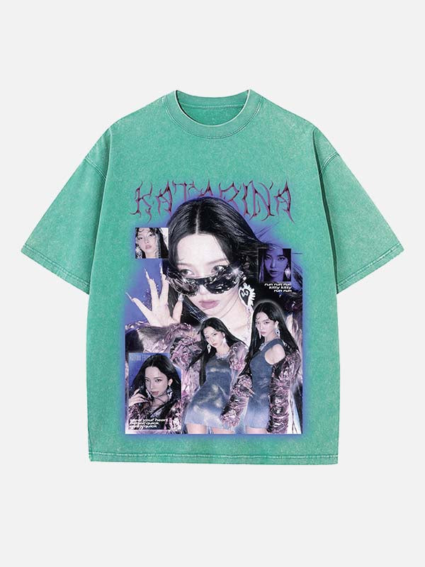 Aespa Karina Print Round Neck T-shirt