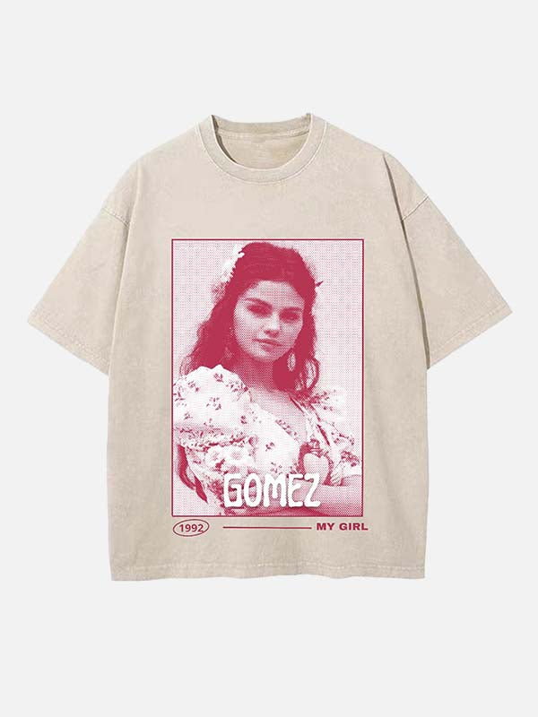 Selena Gomez Print Round Neck T-shirt