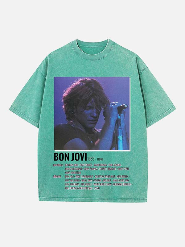Bon Jovi Print Round Neck T-shirt