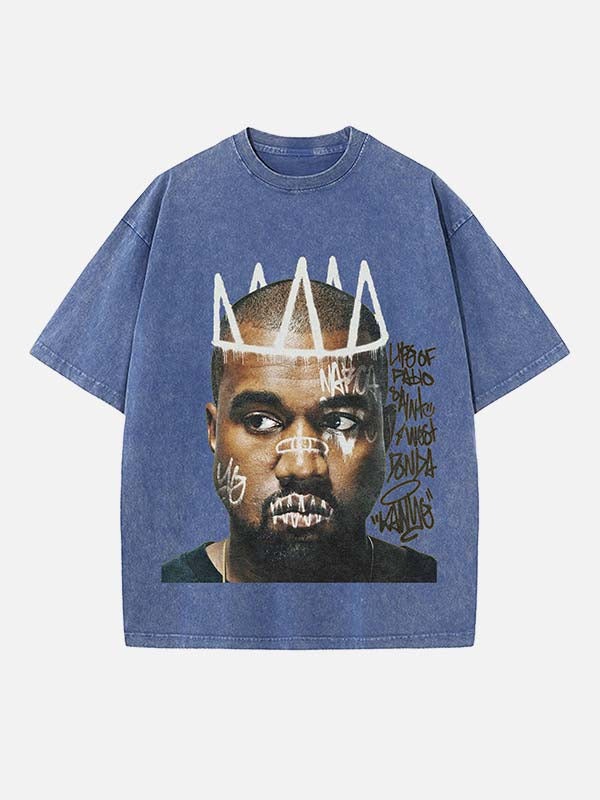 Kanye West Print Round Neck T-shirt