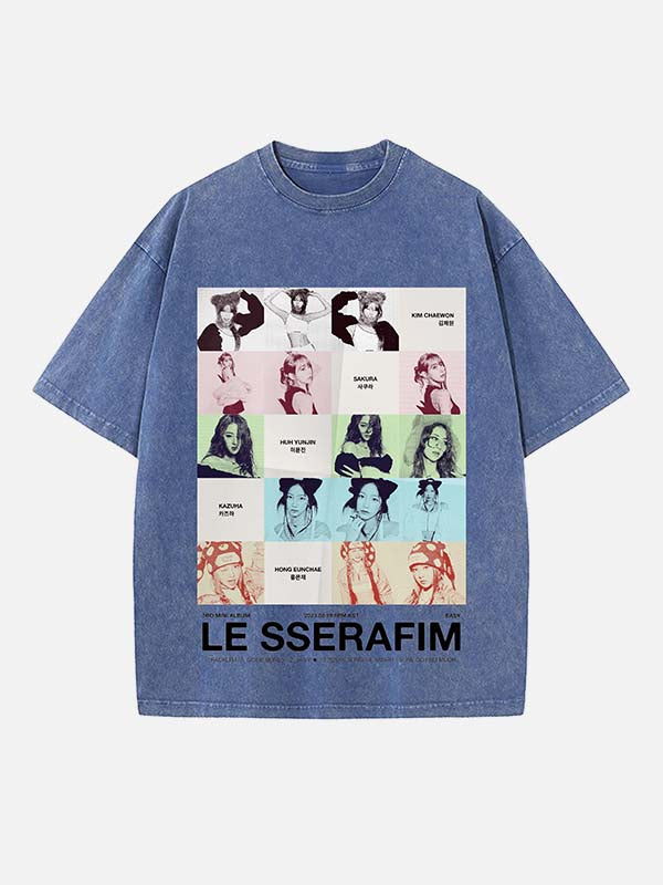 LE SSERAFIM Print Round Neck T-shirt