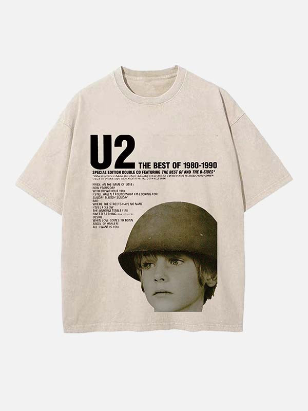 U2 Print Round Neck T-shirt
