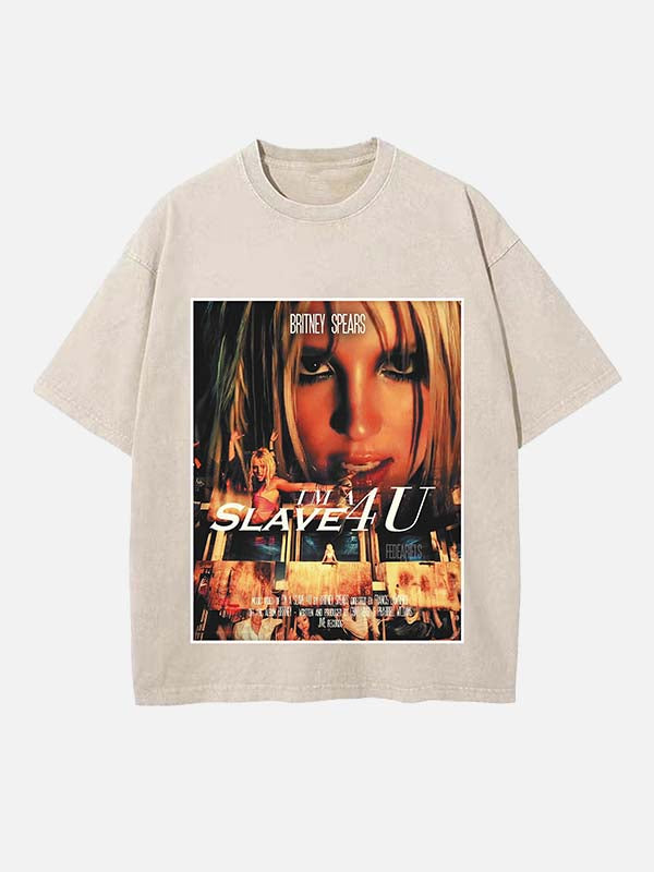 Britney Spears Print Round Neck T-shirt
