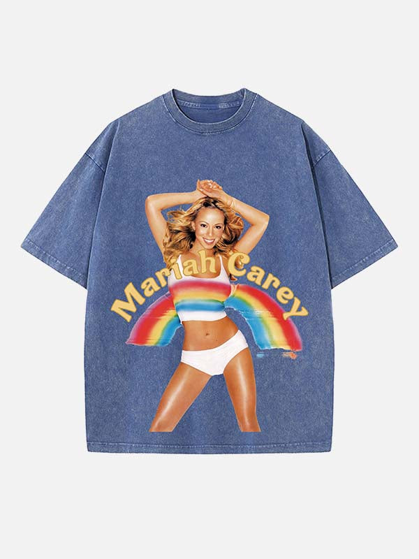 Mariah Carey Print Round Neck T-shirt