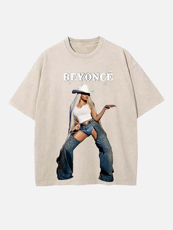 Beyoncé Print Round Neck T-shirt