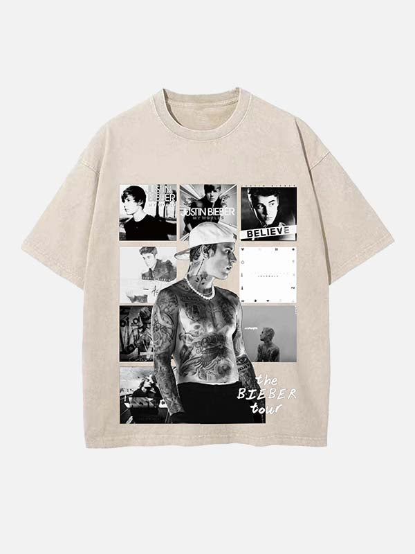 Justin Bieber Print Round Neck T-shirt