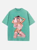 Rihanna Print Round Neck T-shirt