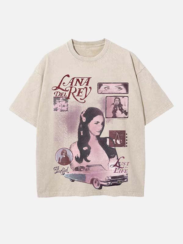 Lana Del Rey Print Round Neck T-shirt