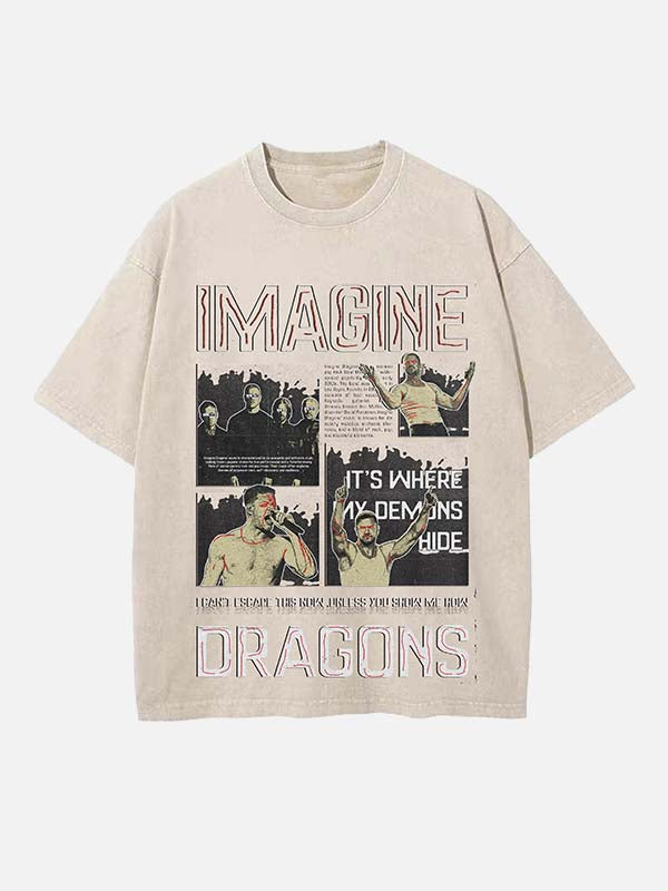 Imagine Dragons Print Round Neck T-shirt