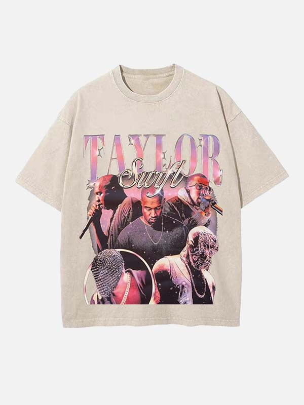 Kanye West Print Round Neck T-shirt