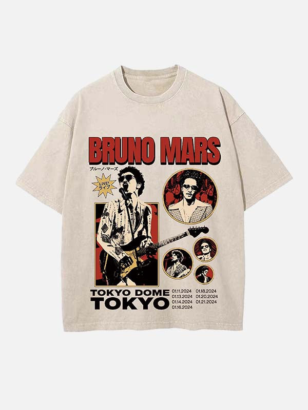 Bruno Mars Print Round Neck T-shirt