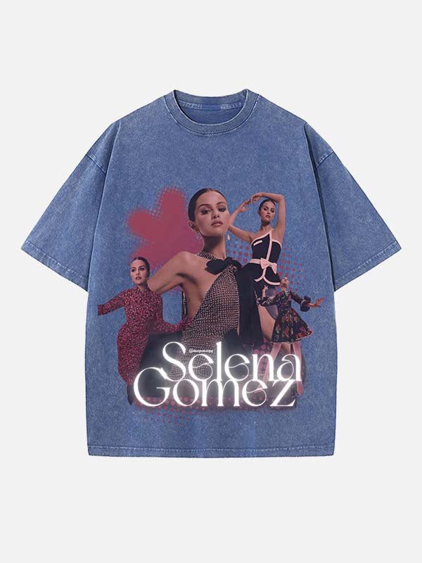 Selena Gomez Print Round Neck T-shirt