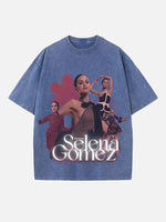 Selena Gomez Print Round Neck T-shirt