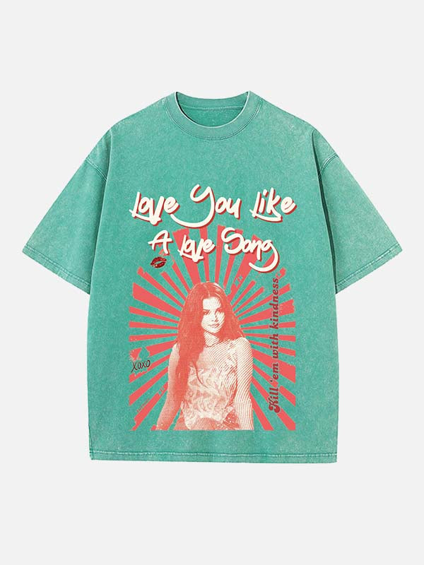 Selena Gomez Print Round Neck T-shirt
