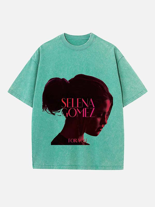Selena Gomez Print Round Neck T-shirt