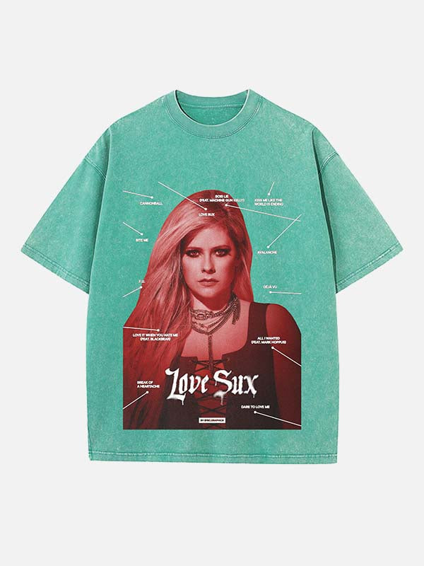 Avril Lavigne Print Round Neck T-shirt
