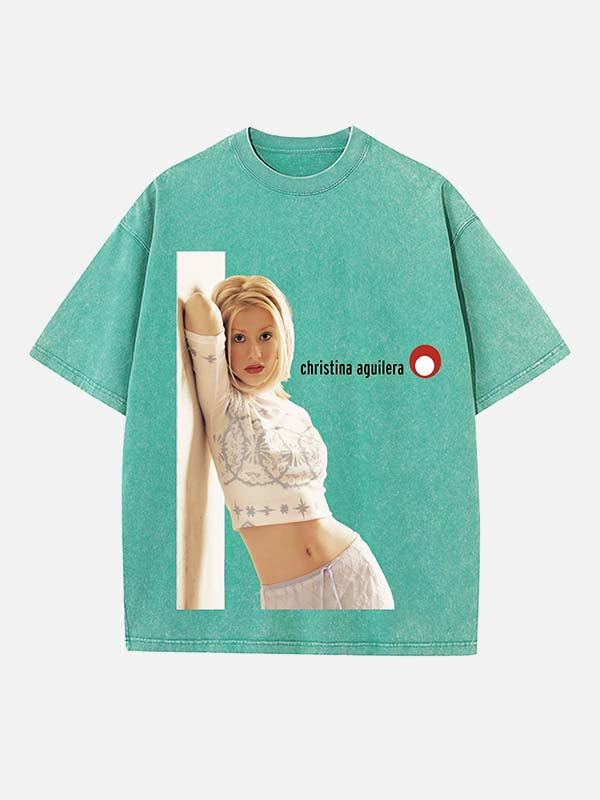 Christina Aguilera Print Round Neck T-shirt