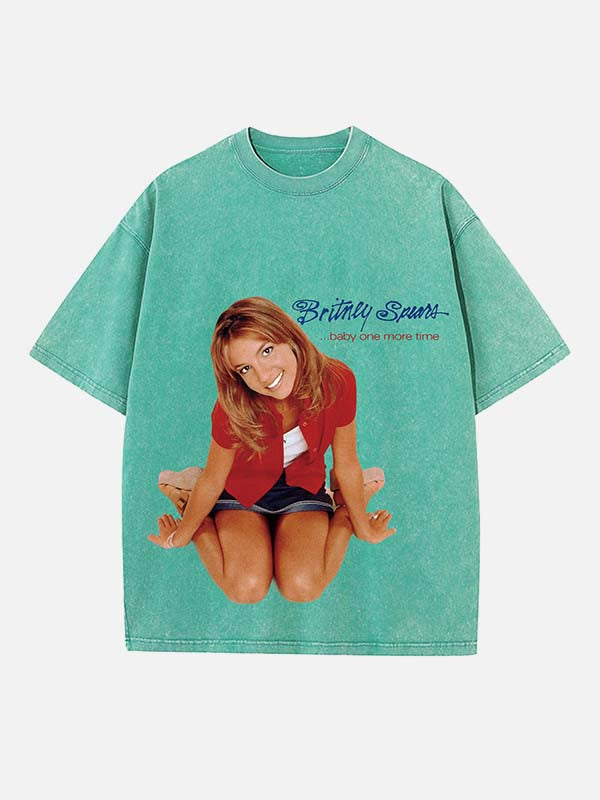 Britney Spears Print Round Neck T-shirt
