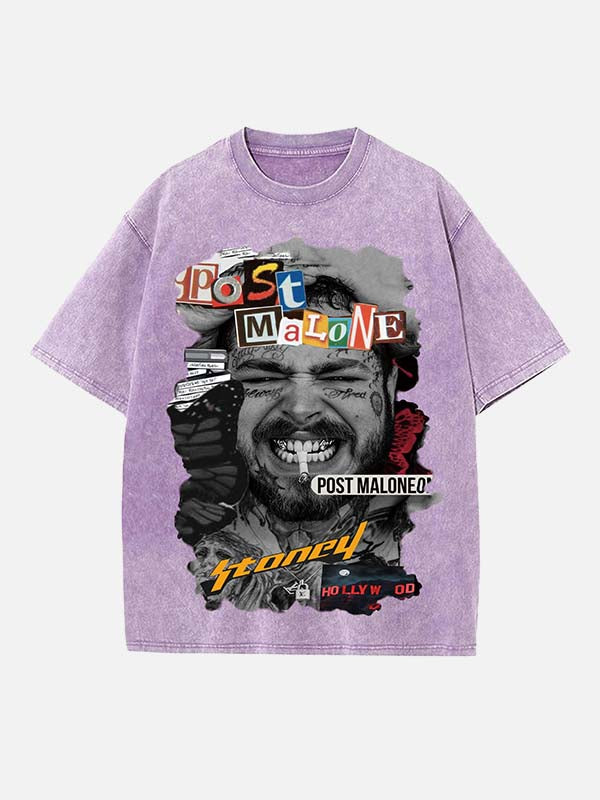 Post Malone Print Round Neck T-shirt