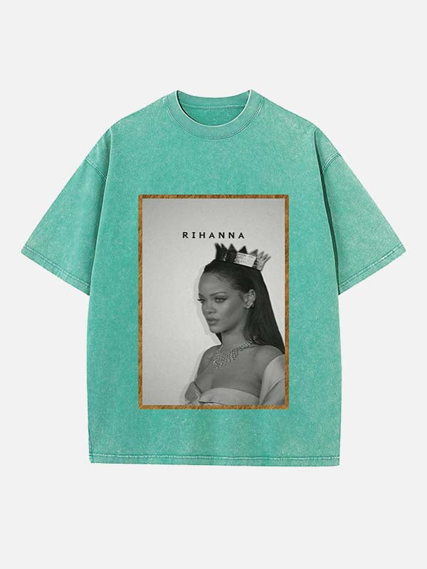 Rihanna Print Round Neck T-shirt