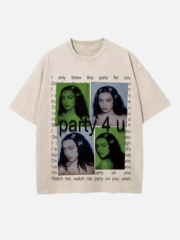 Charli xcx Print Round Neck T-shirt