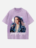 Jennifer Lopez Print Round Neck T-shirt