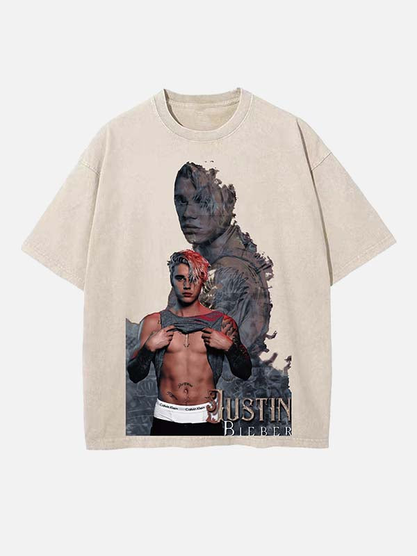 Justin Bieber Print Round Neck T-shirt
