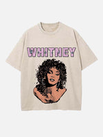 Whitney Houston Print Round Neck T-shirt