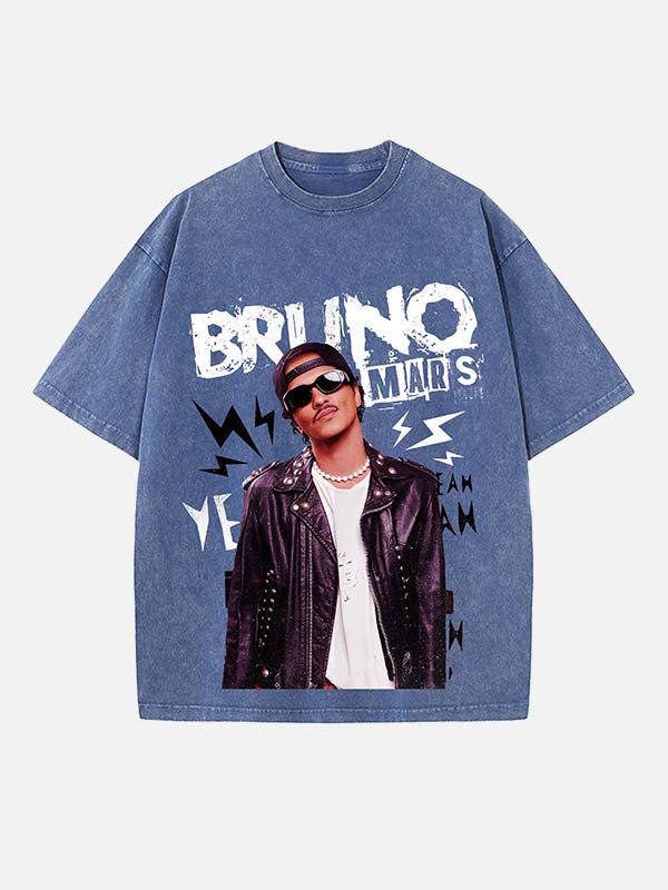 Bruno Mars Print Round Neck T-shirt