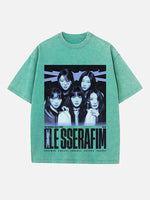LE SSERAFIM Print Round Neck T-shirt