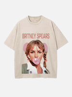 Britney Spears Print Round Neck T-shirt