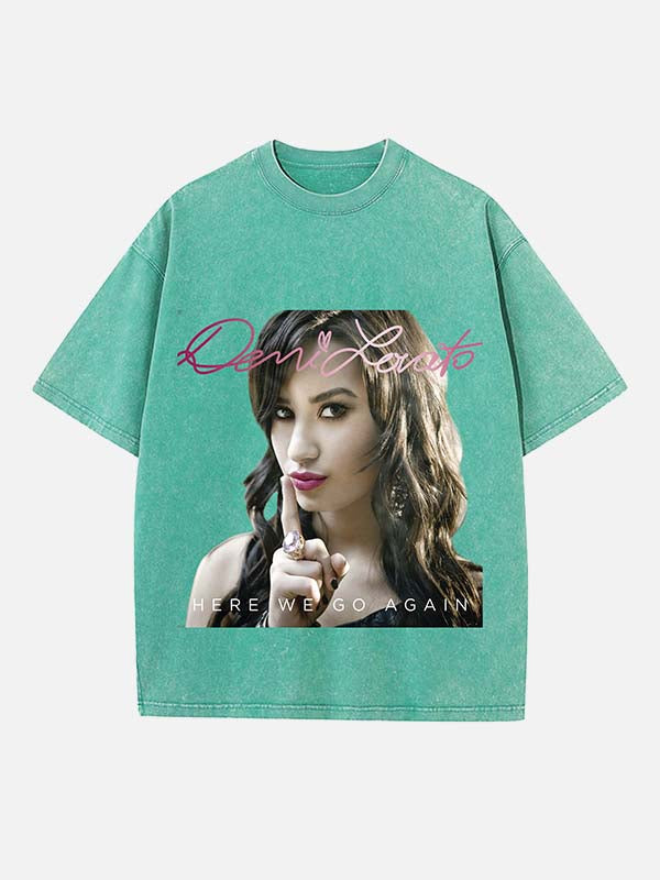 Demi Lovato Print Round Neck T-shirt