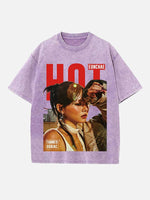 LE SSERAFIM Hong Eunchae Print Round Neck T-shirt