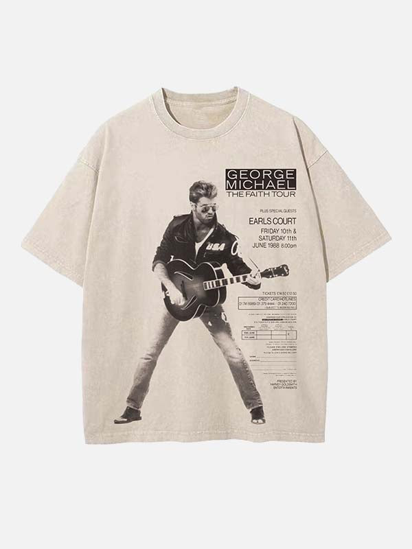 George Michael Wham! Print Round Neck T-shirt