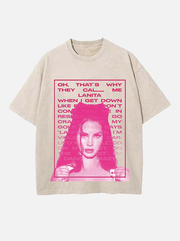 Lana Del Rey Print Round Neck T-shirt