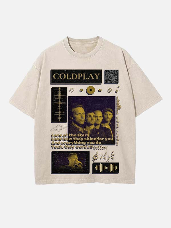 Coldplay Print Round Neck T-shirt
