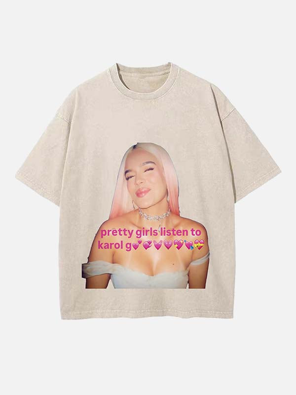 Karol G Print Round Neck T-shirt