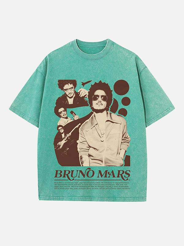Bruno Mars Print Round Neck T-shirt