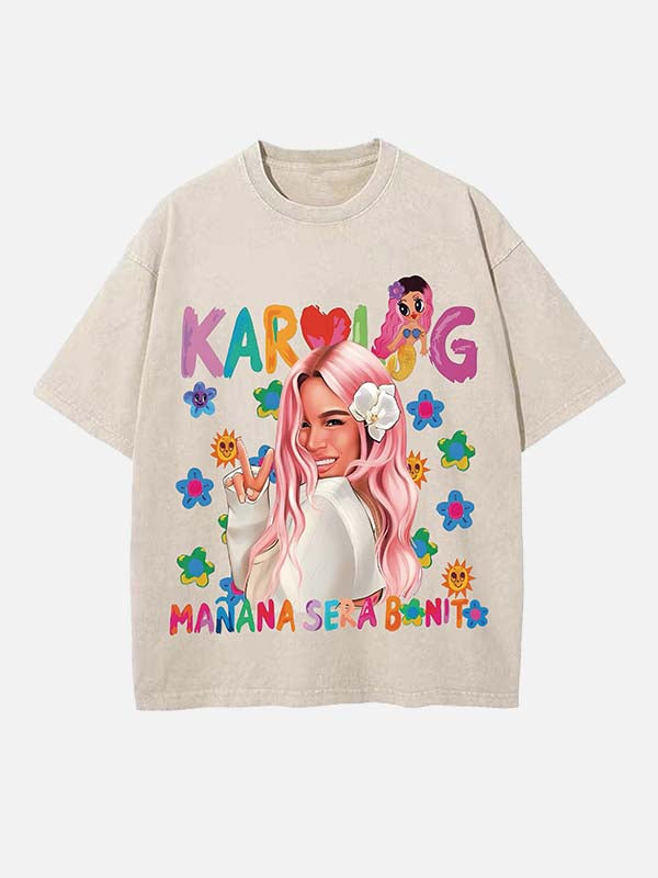 Karol G Print Round Neck T-shirt