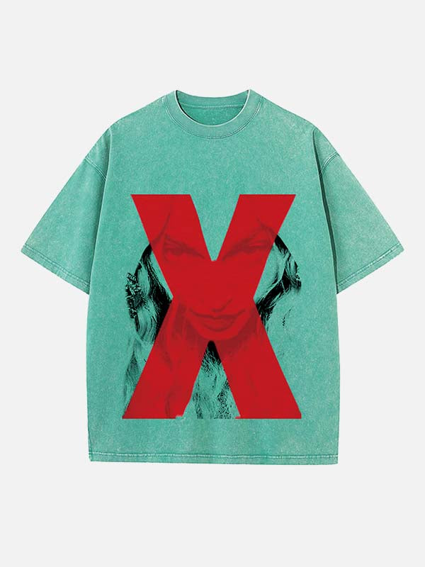 Madonna Print Round Neck T-shirt