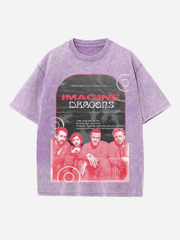 Imagine Dragons Print Round Neck T-shirt