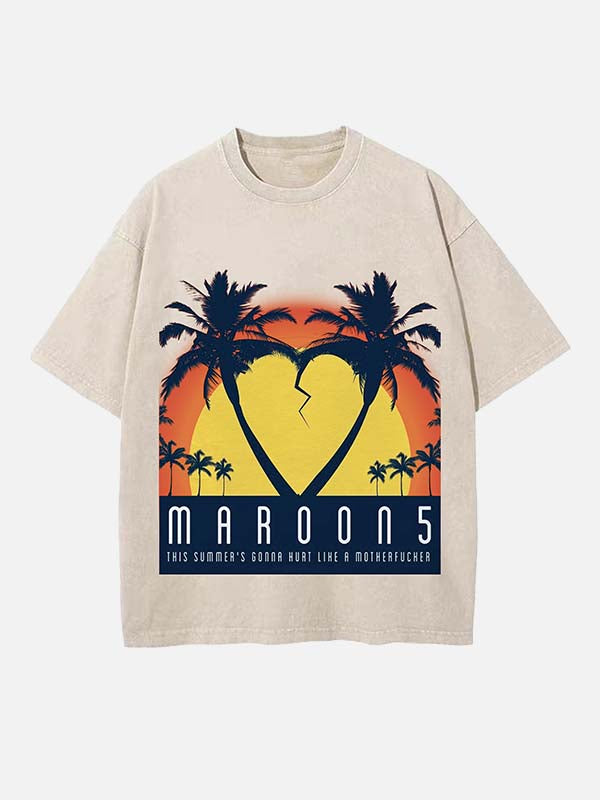 Maroon 5 Print Round Neck T-shirt