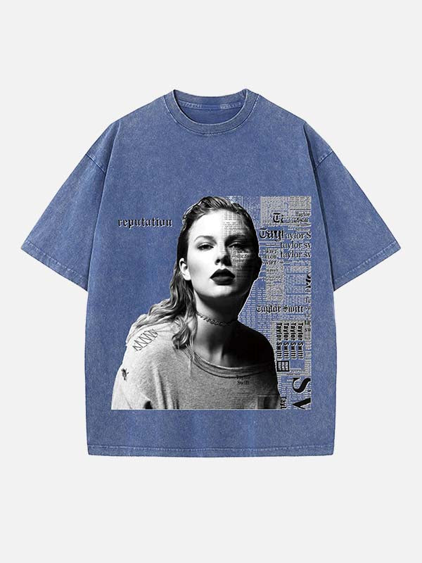 Taylor Swift Print Round Neck T-shirt