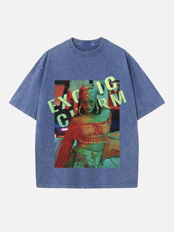 Rihanna Print Round Neck T-shirt