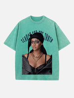 Rihanna Print Round Neck T-shirt