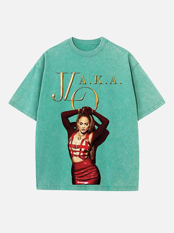 Jennifer Lopez Print Round Neck T-shirt