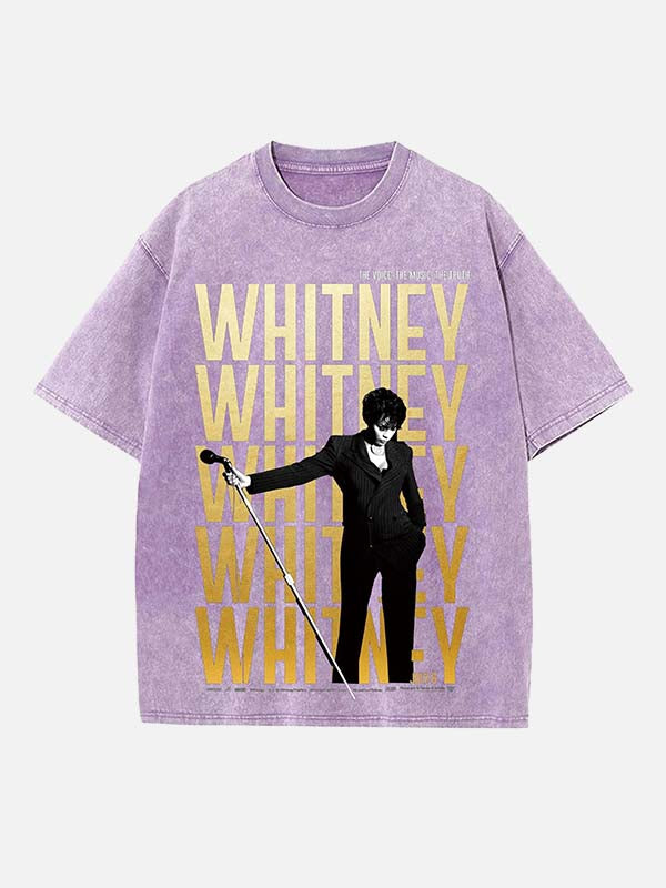 Whitney Houston Print Round Neck T-shirt