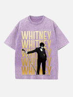 Whitney Houston Print Round Neck T-shirt
