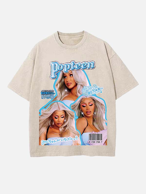 Cardi B Print Round Neck T-shirt