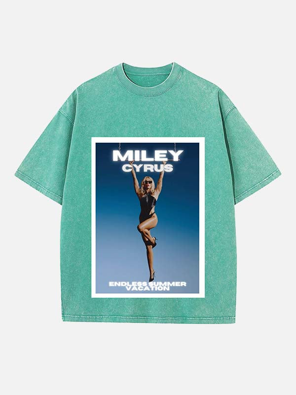 Miley Cyrus Print Round Neck T-shirt